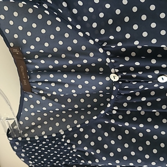 The LIMITED Navy And White Polka Dot Top - Picture 2 of 3